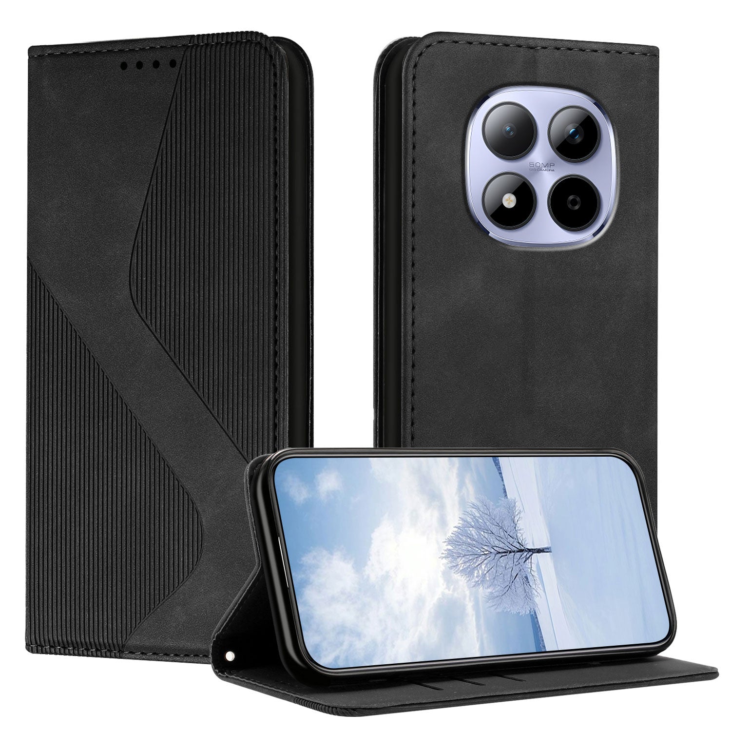 For Xiaomi Redmi Note 15 Pro 5G (Global) Phone Cover Skin-touch Feel Leather Wallet Case with Stand - Black