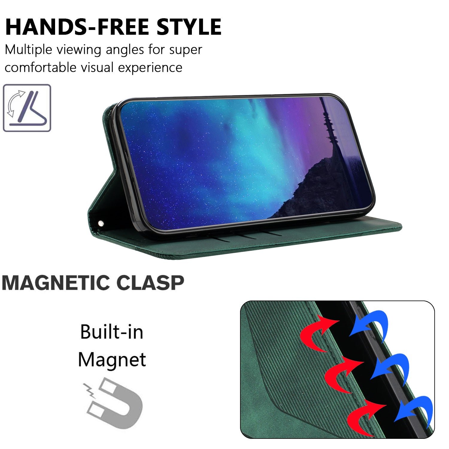 For Xiaomi Poco M8 Pro 5G / Redmi Note 15 Pro+ 5G (Global) Phone Cover Skin-touch Feel Leather Wallet Case with Stand - Green