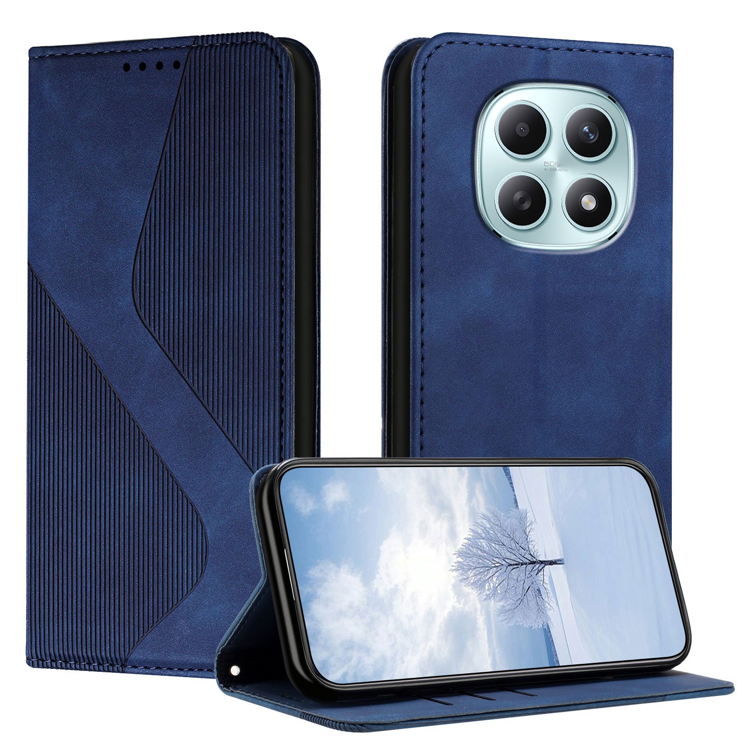 For Xiaomi Poco M8 5G / Redmi Note 15 5G (Global) / 15 4G (Global) Phone Cover Skin-touch Feel Leather Wallet Case with Stand - Blue
