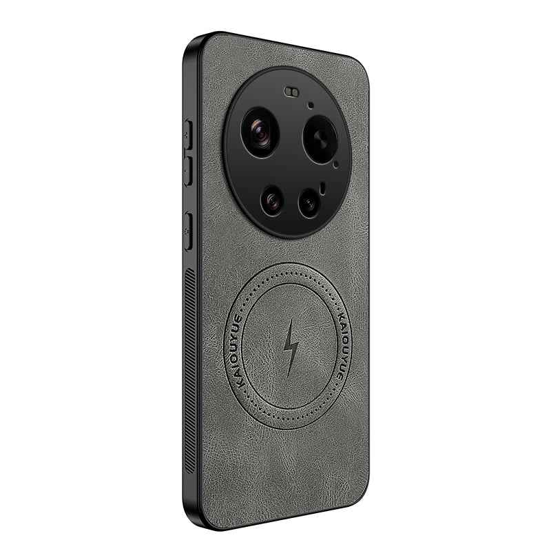 For Xiaomi 17 Ultra 5G Magnetic Case WANLONFENG SD1 Series Nappa Texture PC TPU Phone Cover - Grey