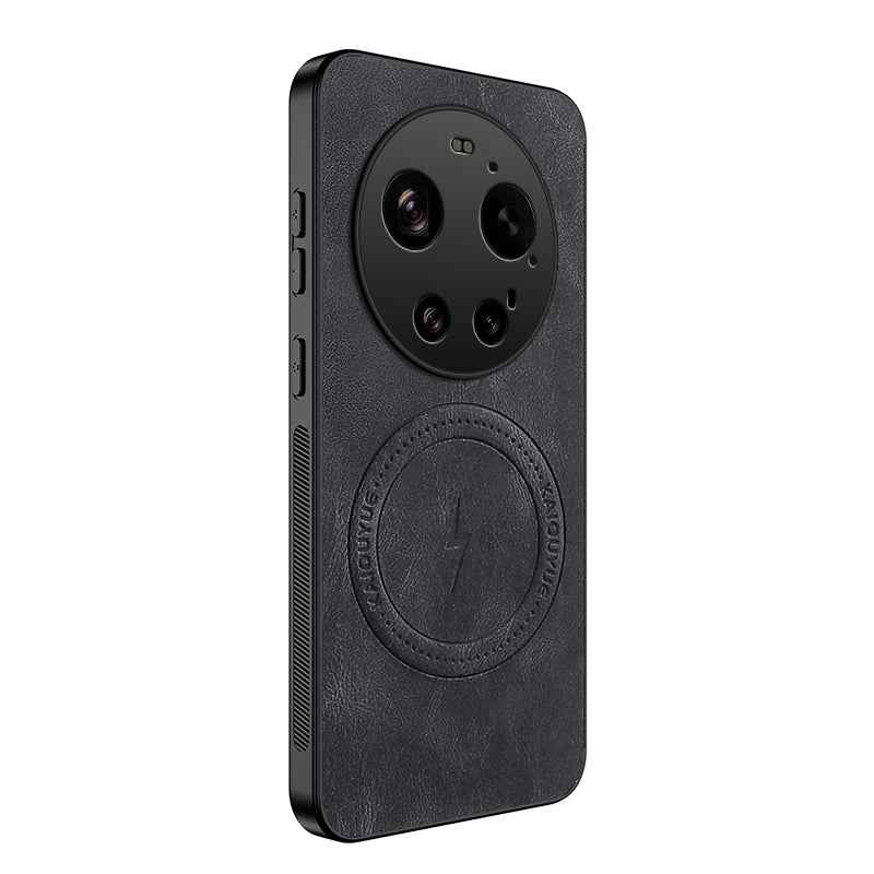 For Xiaomi 17 Ultra 5G Magnetic Case WANLONFENG SD1 Series Nappa Texture PC TPU Phone Cover - Black