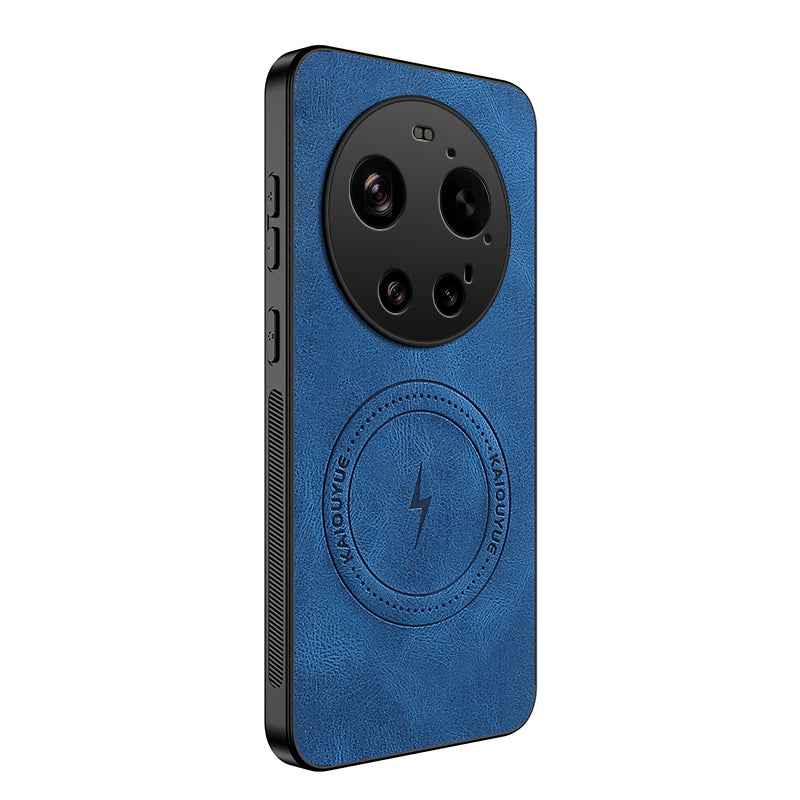 For Xiaomi 17 Ultra 5G Magnetic Case WANLONFENG SD1 Series Nappa Texture PC TPU Phone Cover - Blue
