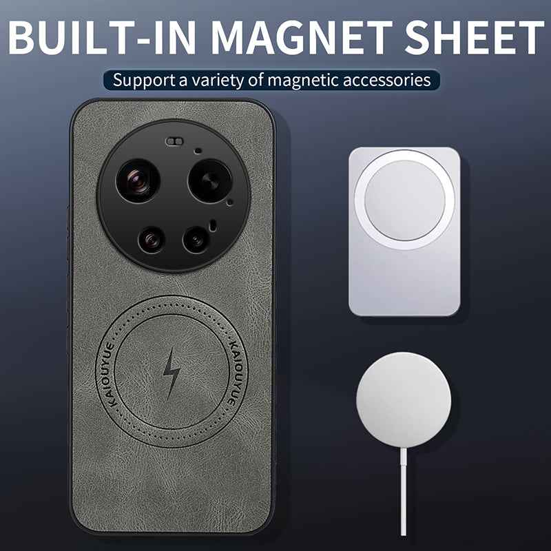 For Xiaomi 17 Ultra 5G Magnetic Case WANLONFENG SD1 Series Nappa Texture PC TPU Phone Cover - Blue