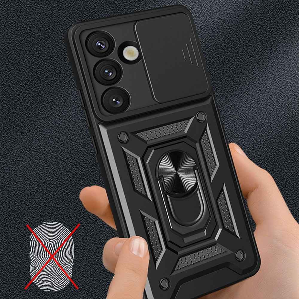 For Samsung Galaxy A57 5G Case with Slide Camera Lid PC + TPU Kickstand Phone Cover - Red