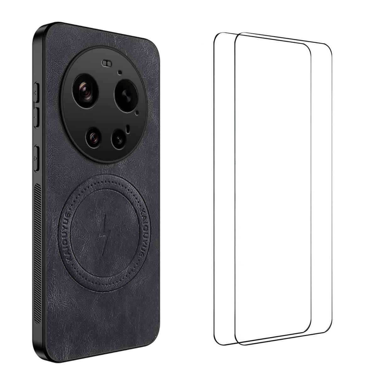 For Xiaomi 17 Ultra 5G Magnetic Case WANLONFENG SD Series PC TPU Phone Cover with 2Pcs Screen Film - Black