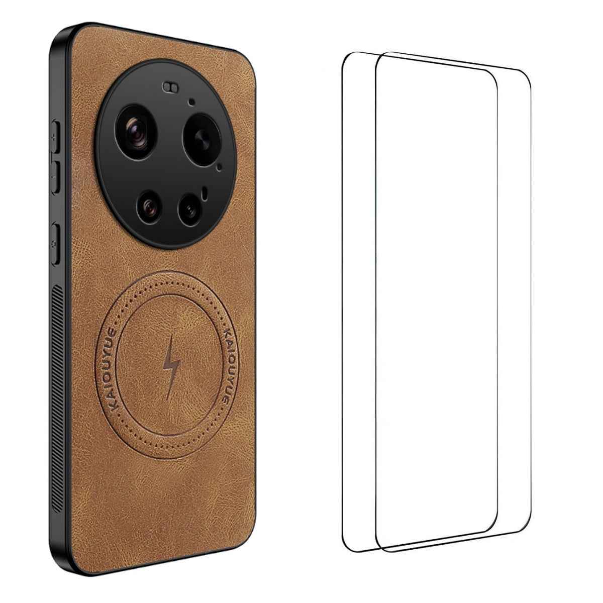 For Xiaomi 17 Ultra 5G Magnetic Case WANLONFENG SD Series PC TPU Phone Cover with 2Pcs Screen Film - Brown