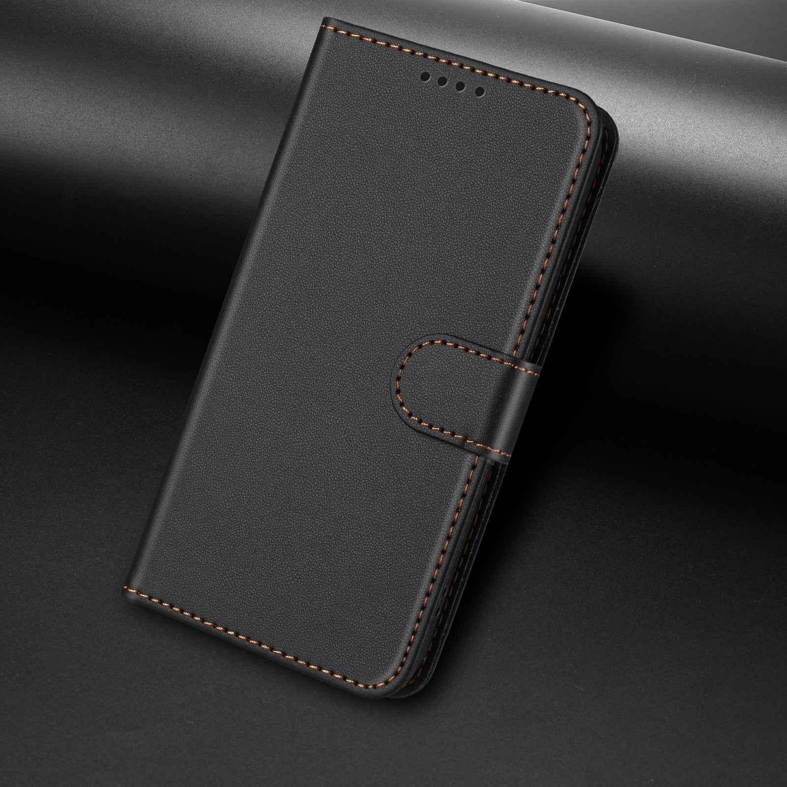 For Xiaomi 17 Ultra 5G Leather Case Wallet Stand Solid Color Anti Drop Phone Cover - Black