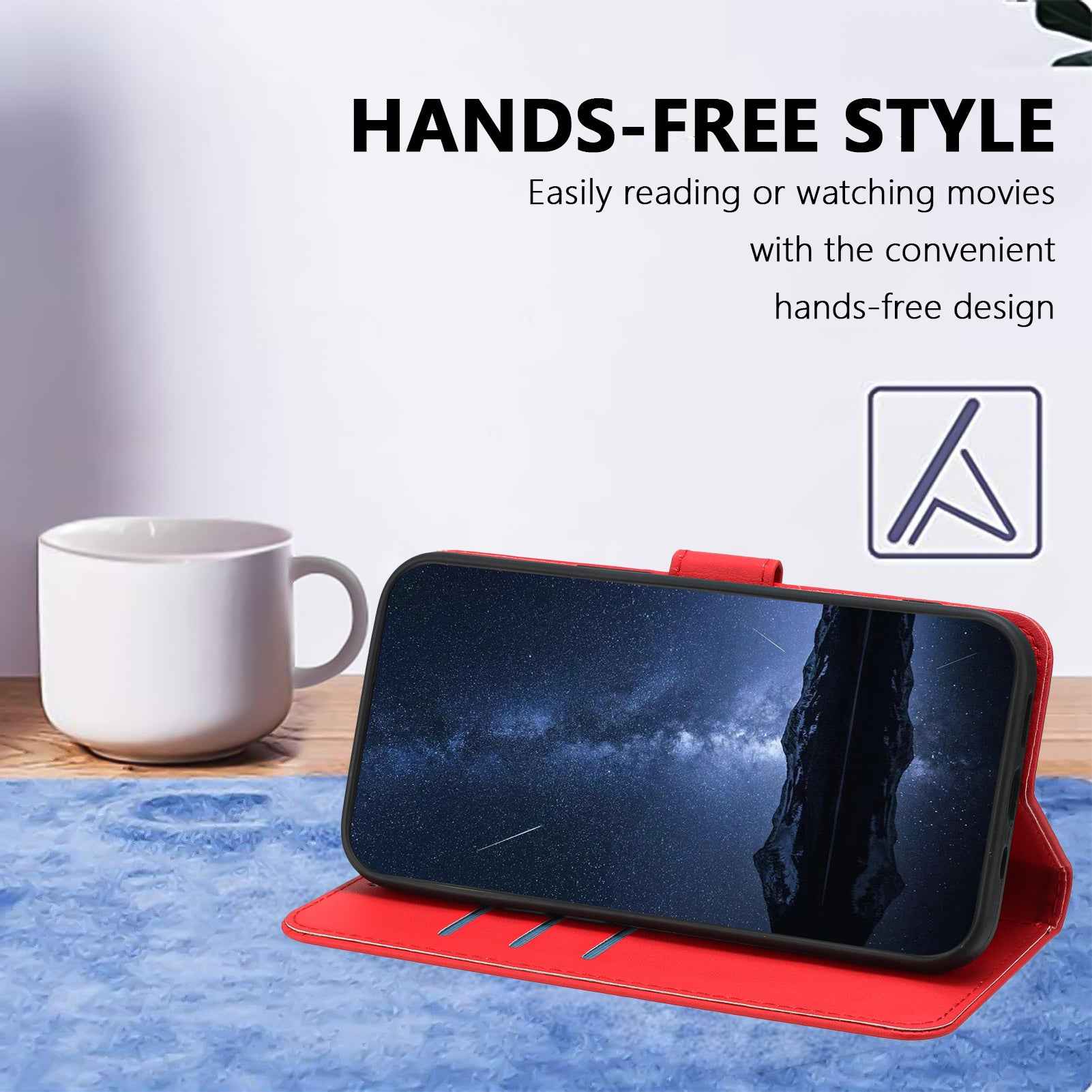 For Xiaomi 17 Ultra 5G Leather Case Wallet Stand Solid Color Anti Drop Phone Cover - Red
