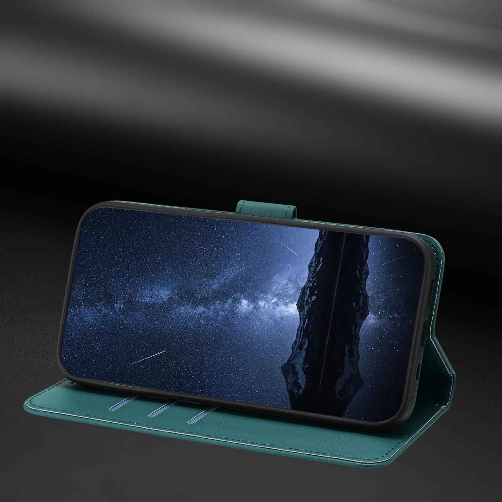 For Xiaomi 17 Ultra 5G Leather Case Wallet Stand Solid Color Anti Drop Phone Cover - Green