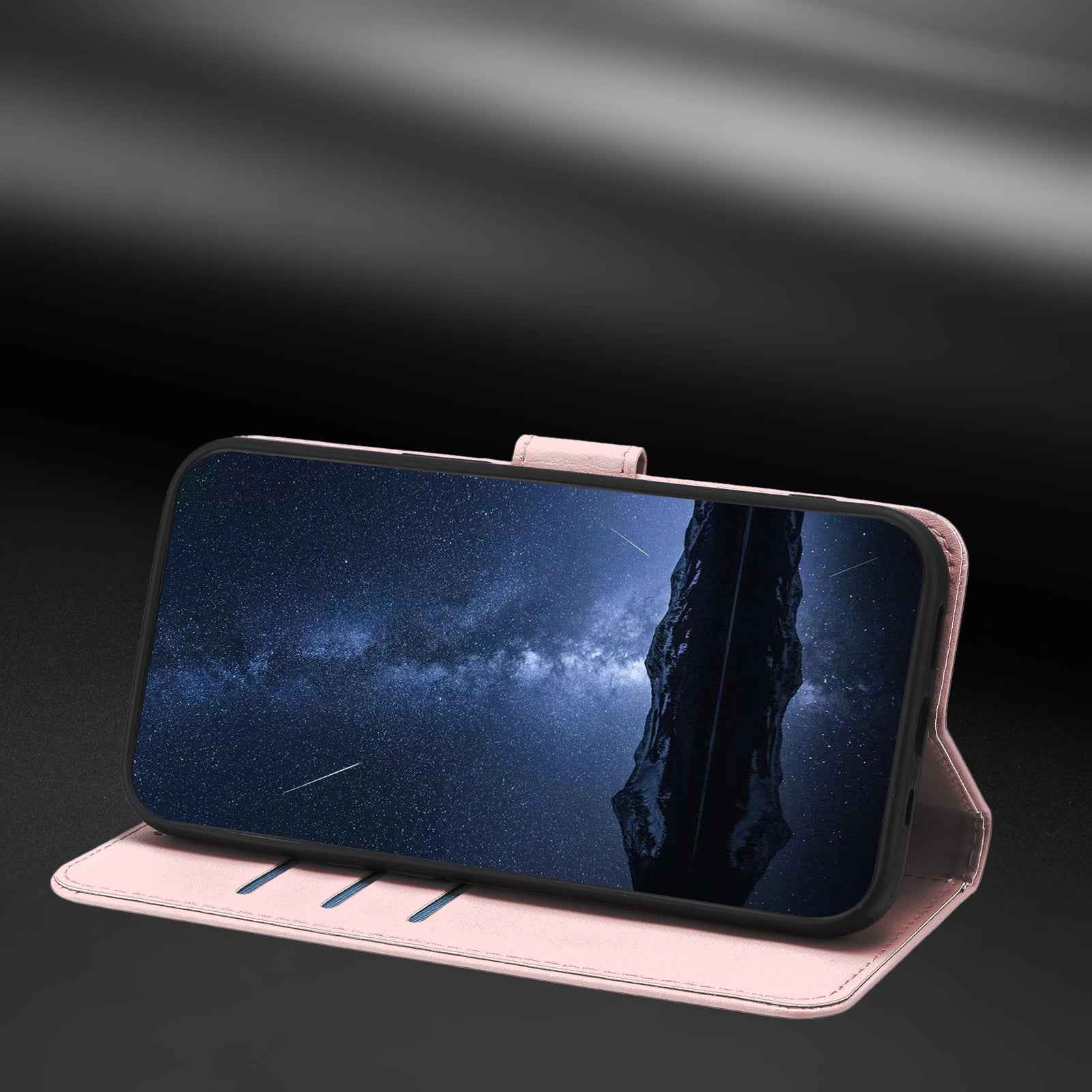 For Xiaomi 17 Ultra 5G Leather Case Wallet Stand Solid Color Anti Drop Phone Cover - Rose Gold