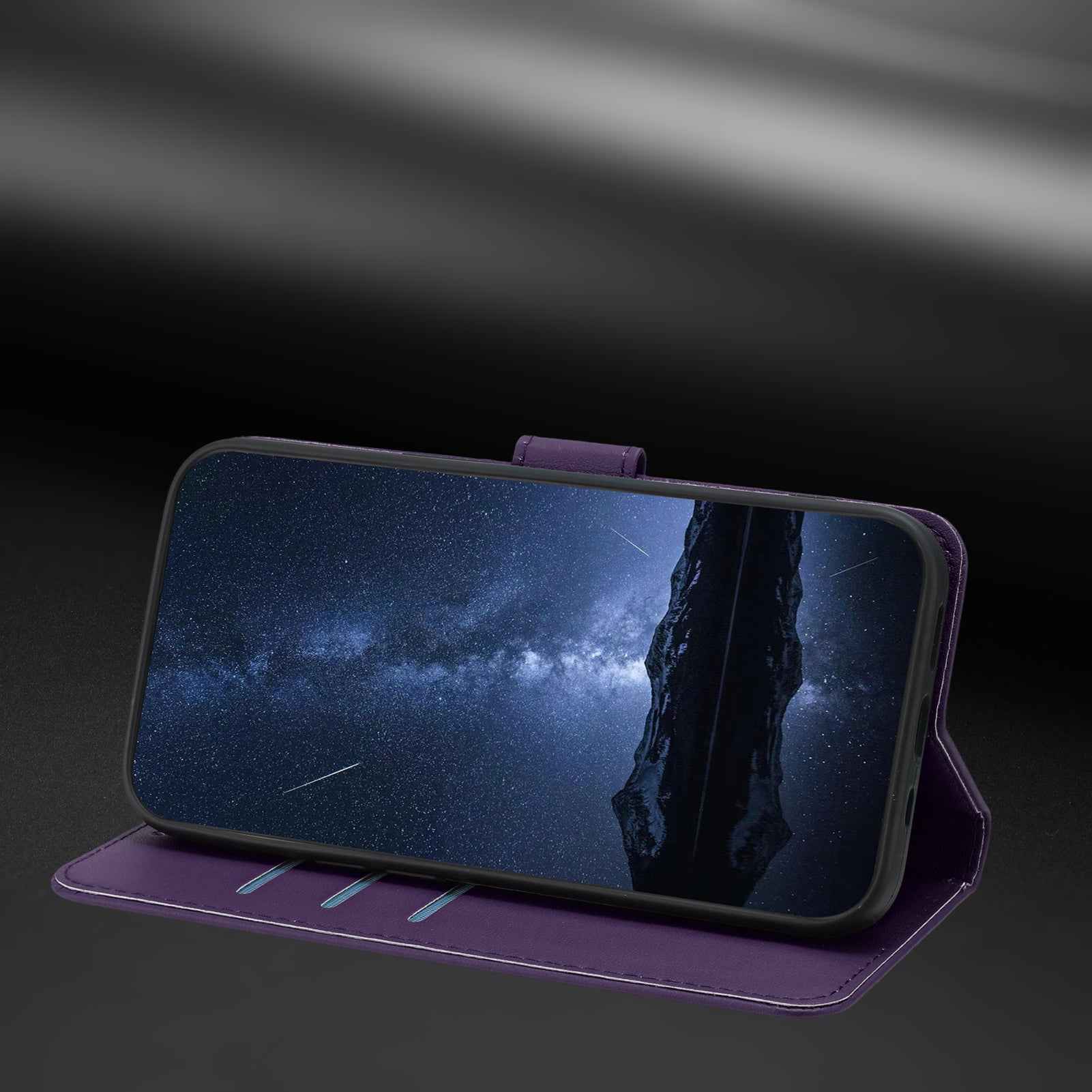 For Xiaomi 17 Ultra 5G Leather Case Wallet Stand Solid Color Anti Drop Phone Cover - Purple