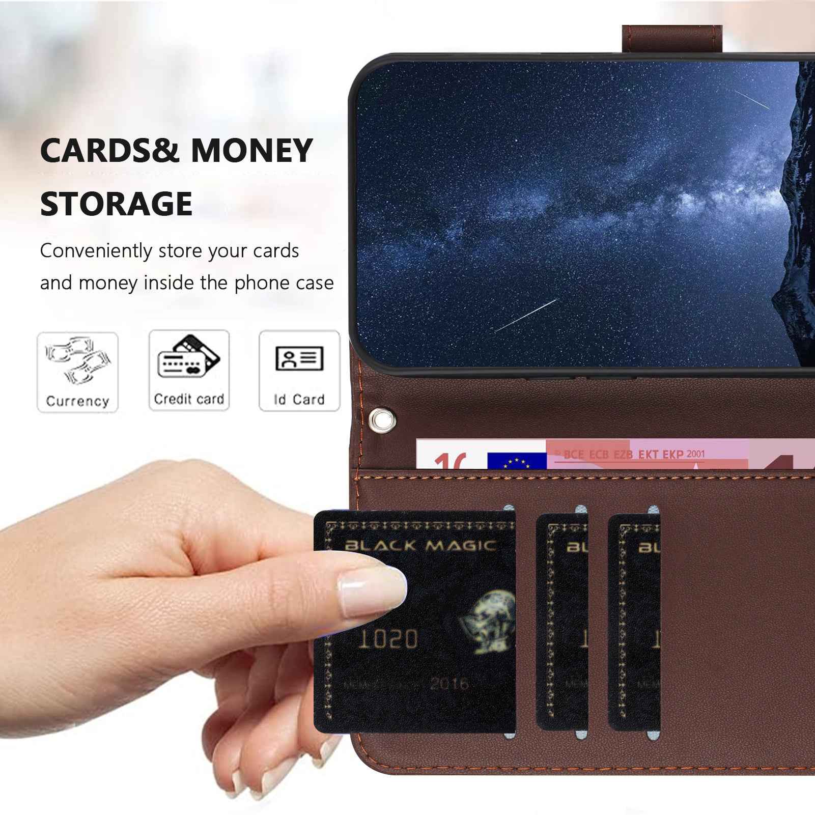 For Xiaomi 17 Ultra 5G Leather Case Wallet Stand Solid Color Anti Drop Phone Cover - Brown