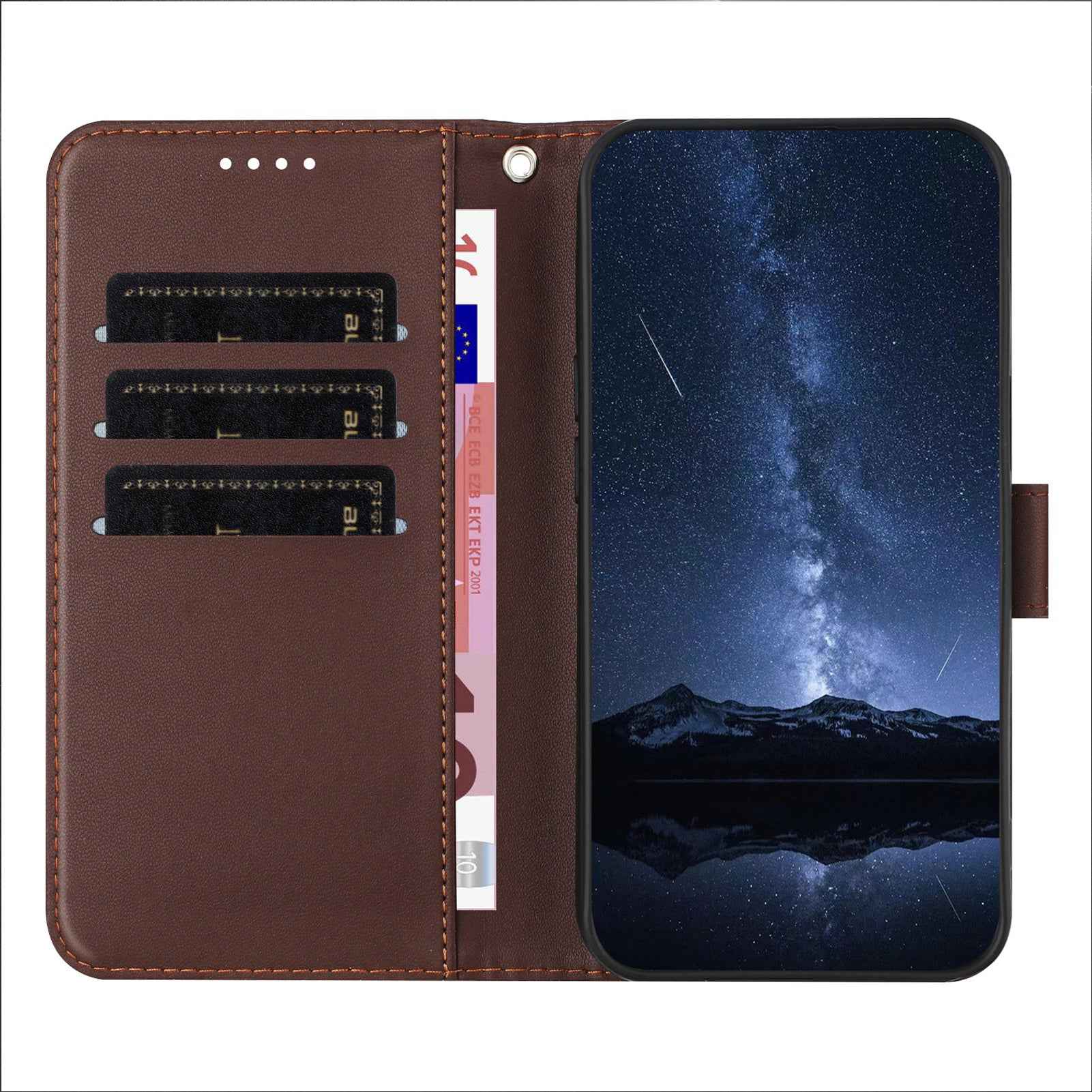 For Xiaomi 17 Ultra 5G Leather Case Wallet Stand Solid Color Anti Drop Phone Cover - Brown