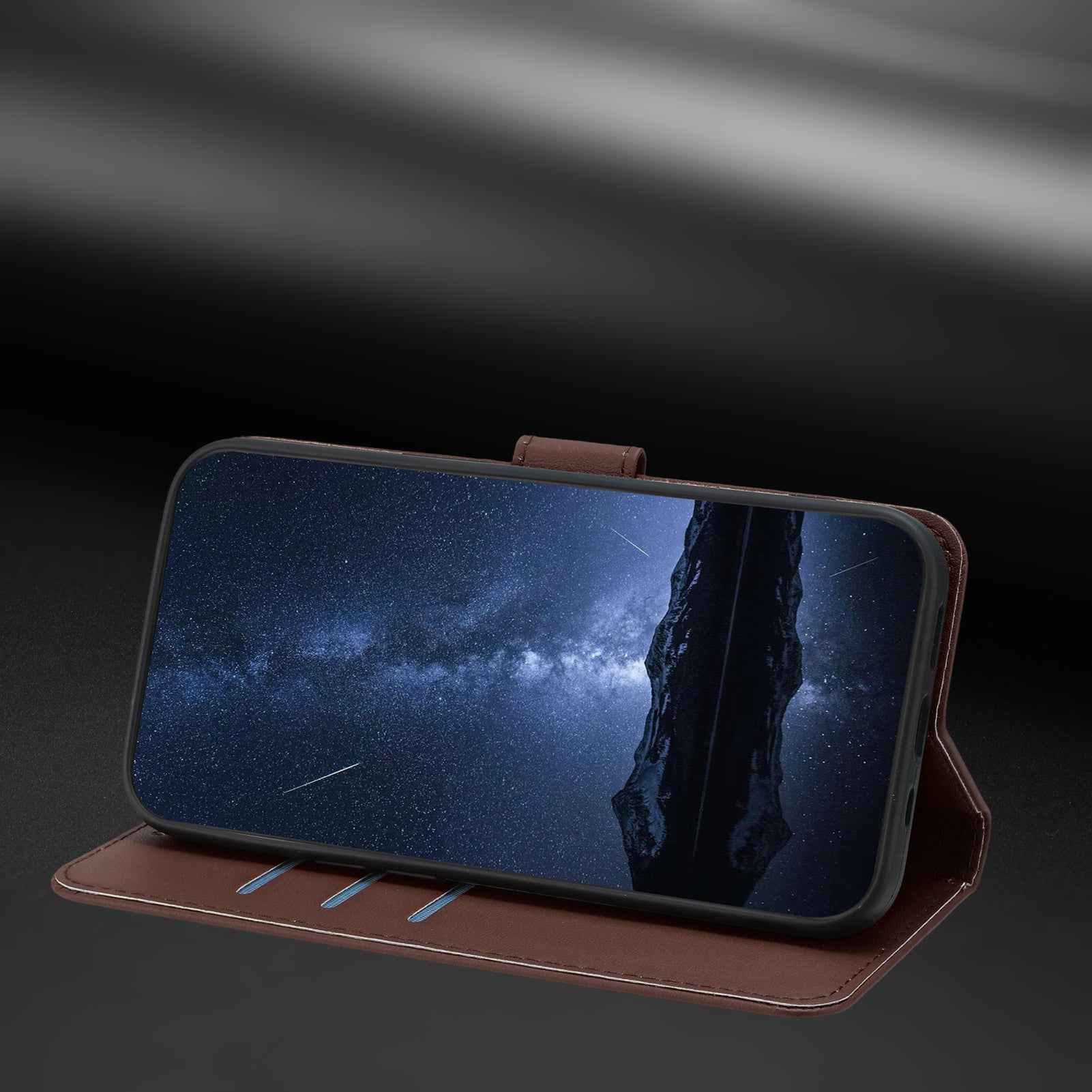For Xiaomi 17 Ultra 5G Leather Case Wallet Stand Solid Color Anti Drop Phone Cover - Brown