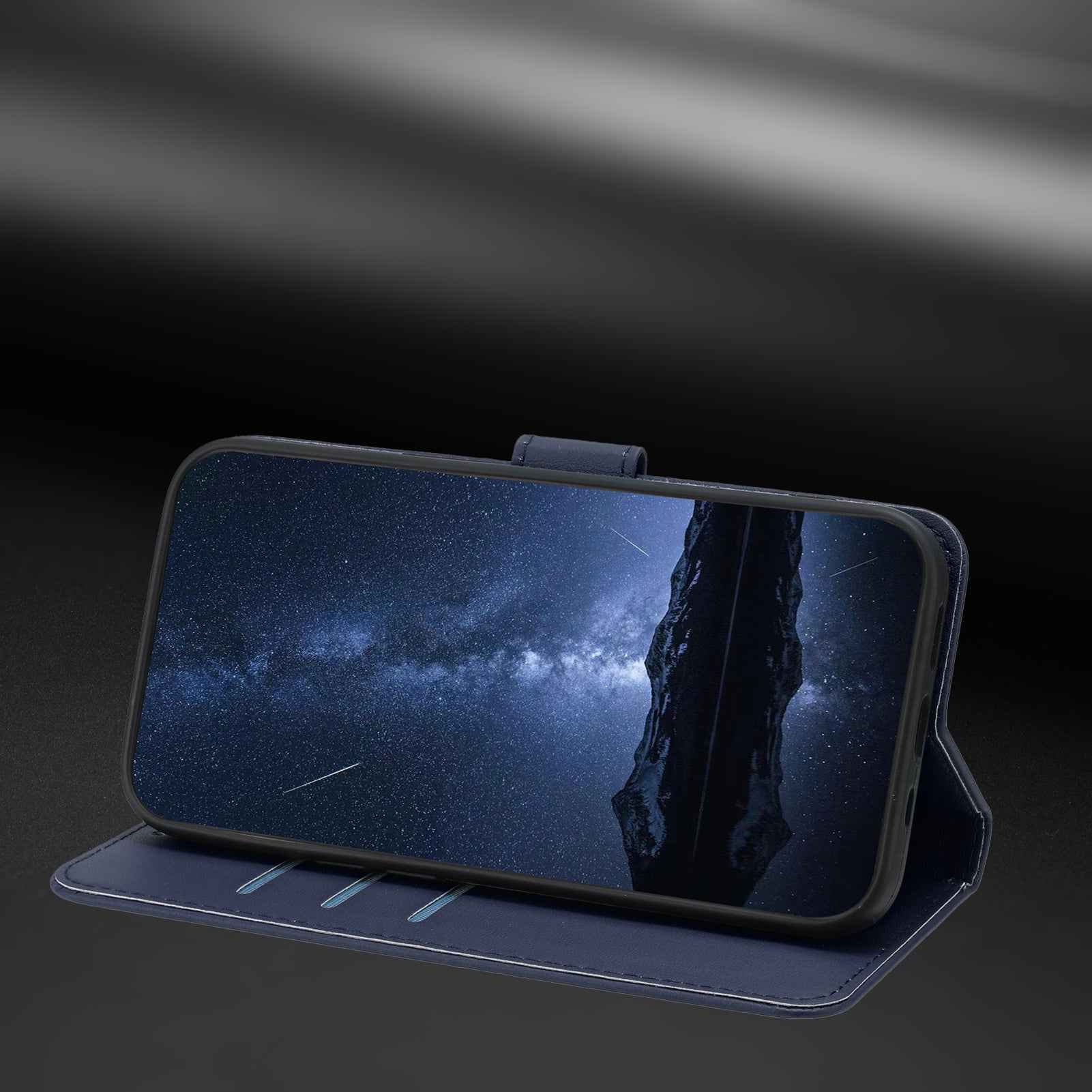 For Xiaomi 17 Ultra 5G Leather Case Wallet Stand Solid Color Anti Drop Phone Cover - Blue