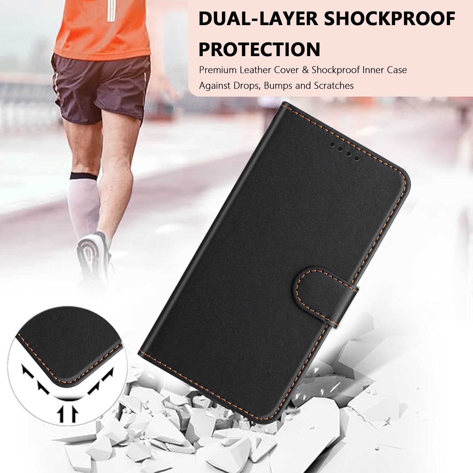 For Xiaomi Poco M8 5G / Redmi Note 15 5G (Global) / 15 4G (Global) Leather Case Wallet Stand Solid Color Anti Drop Phone Cover - Black