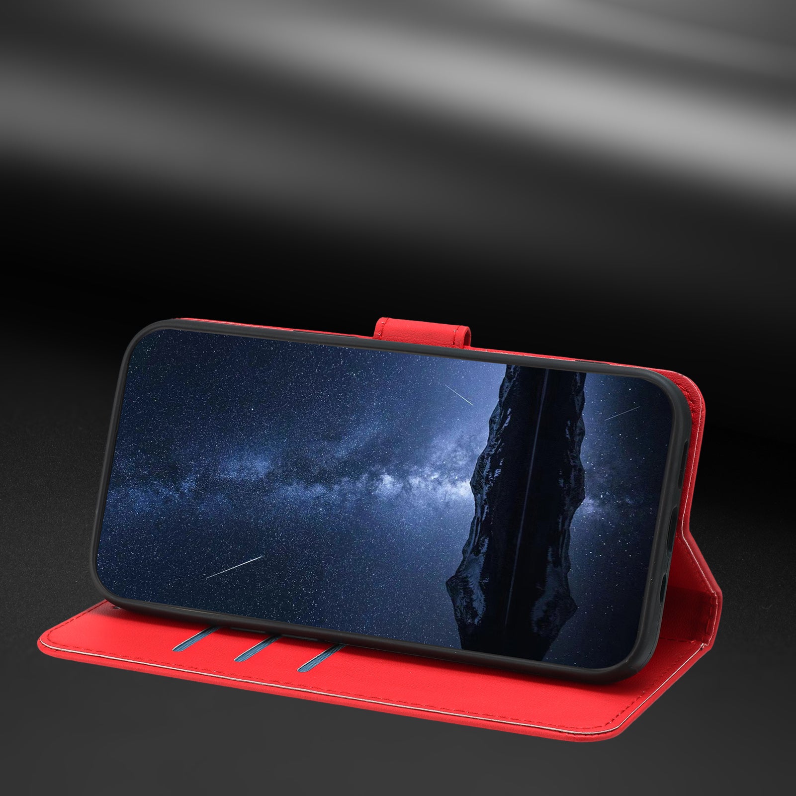 For Xiaomi Poco M8 5G / Redmi Note 15 5G (Global) / 15 4G (Global) Leather Case Wallet Stand Solid Color Anti Drop Phone Cover - Red