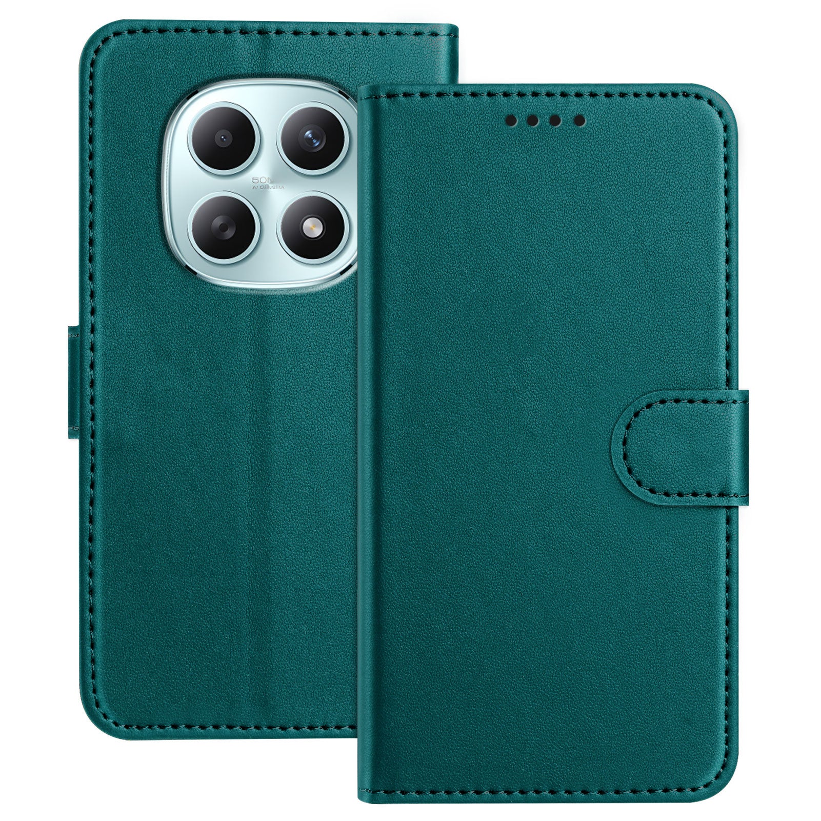 For Xiaomi Poco M8 5G / Redmi Note 15 5G (Global) / 15 4G (Global) Leather Case Wallet Stand Solid Color Anti Drop Phone Cover - Green