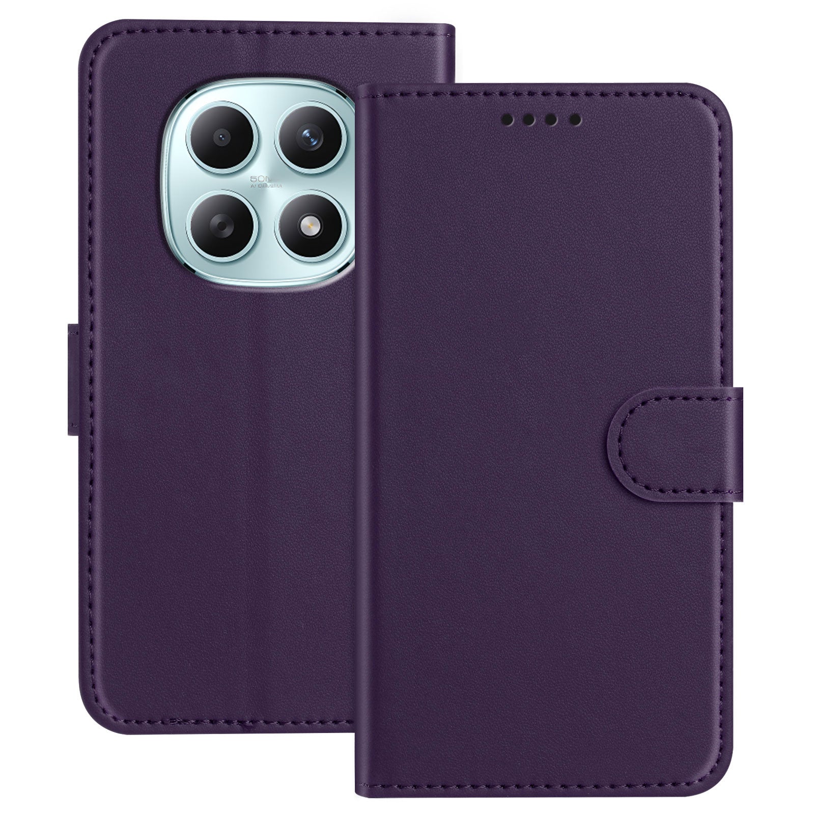 For Xiaomi Poco M8 5G / Redmi Note 15 5G (Global) / 15 4G (Global) Leather Case Wallet Stand Solid Color Anti Drop Phone Cover - Purple