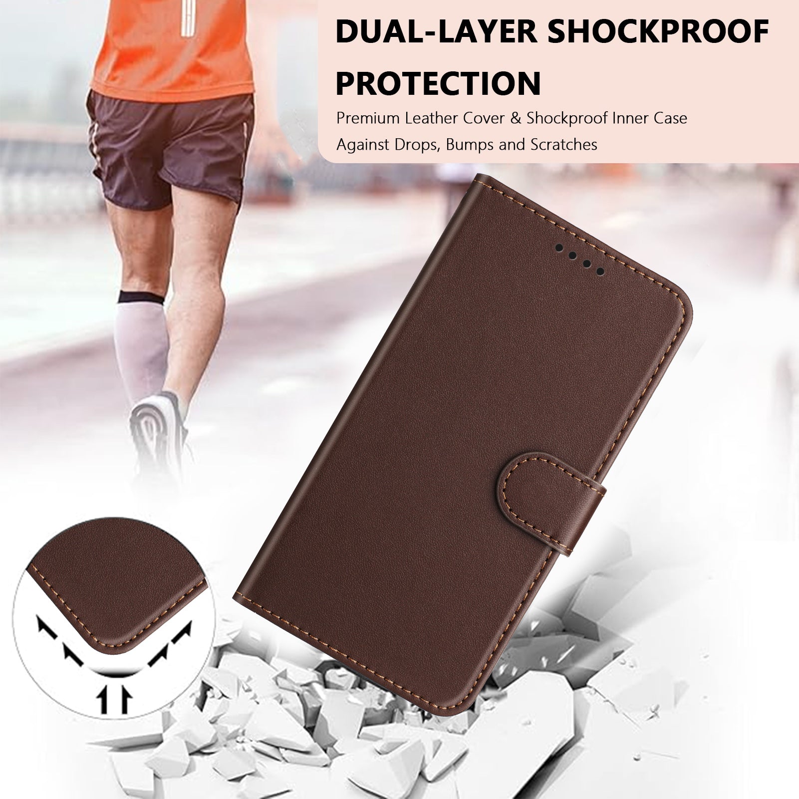 For Xiaomi Poco M8 5G / Redmi Note 15 5G (Global) / 15 4G (Global) Leather Case Wallet Stand Solid Color Anti Drop Phone Cover - Brown