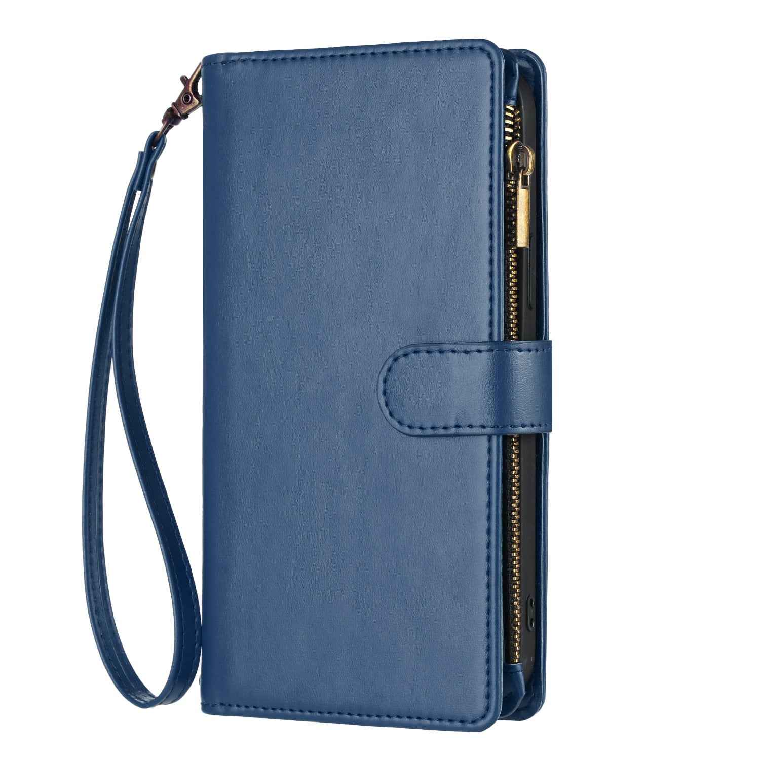 For Xiaomi 17 Ultra 5G Leather Case Zipper Wallet Stand Shockproof Phone Cover with Wrist Strap - Blue
