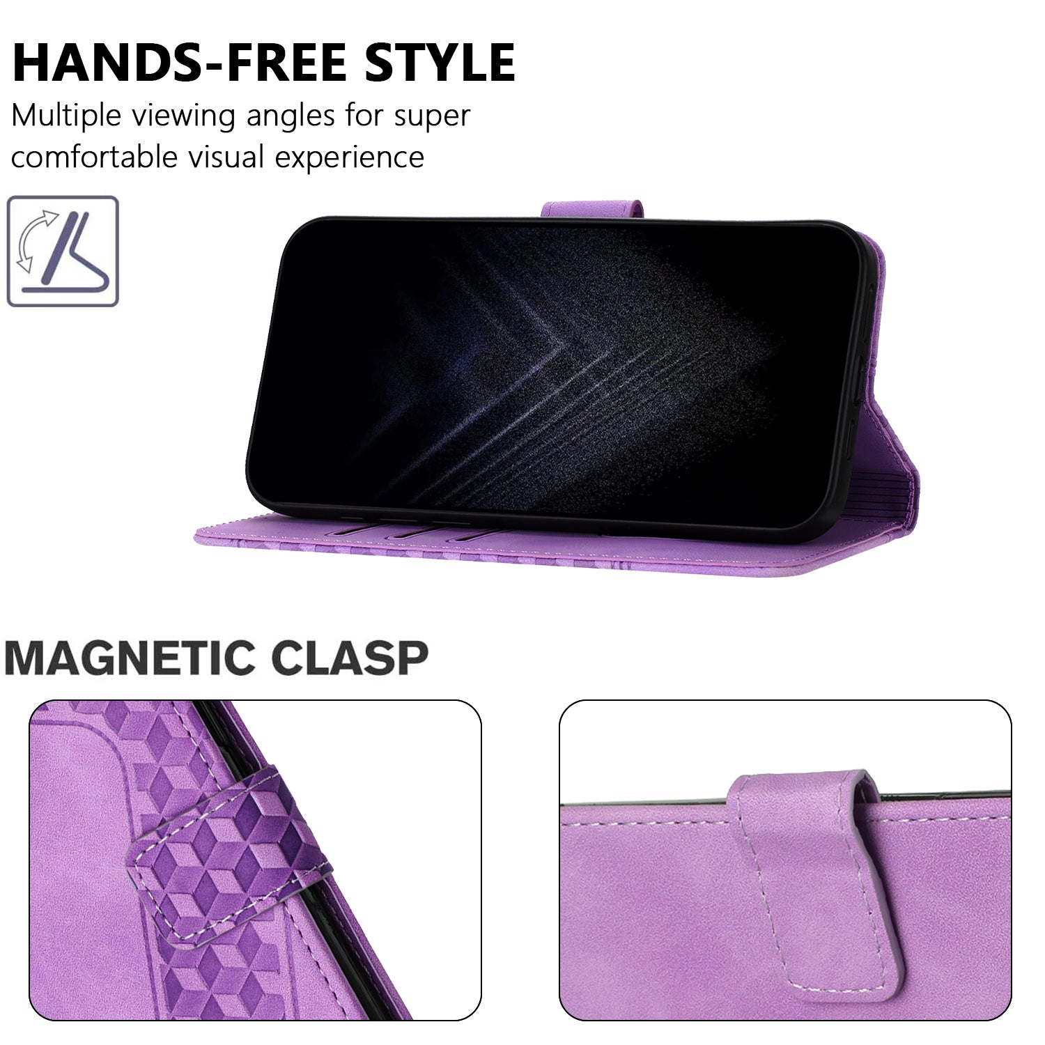 For Xiaomi Poco M8 5G / Redmi Note 15 5G (Global) / 15 4G (Global) Leather Case 7-Shaped Pattern Wallet Stand Shockproof Phone Cover - Purple
