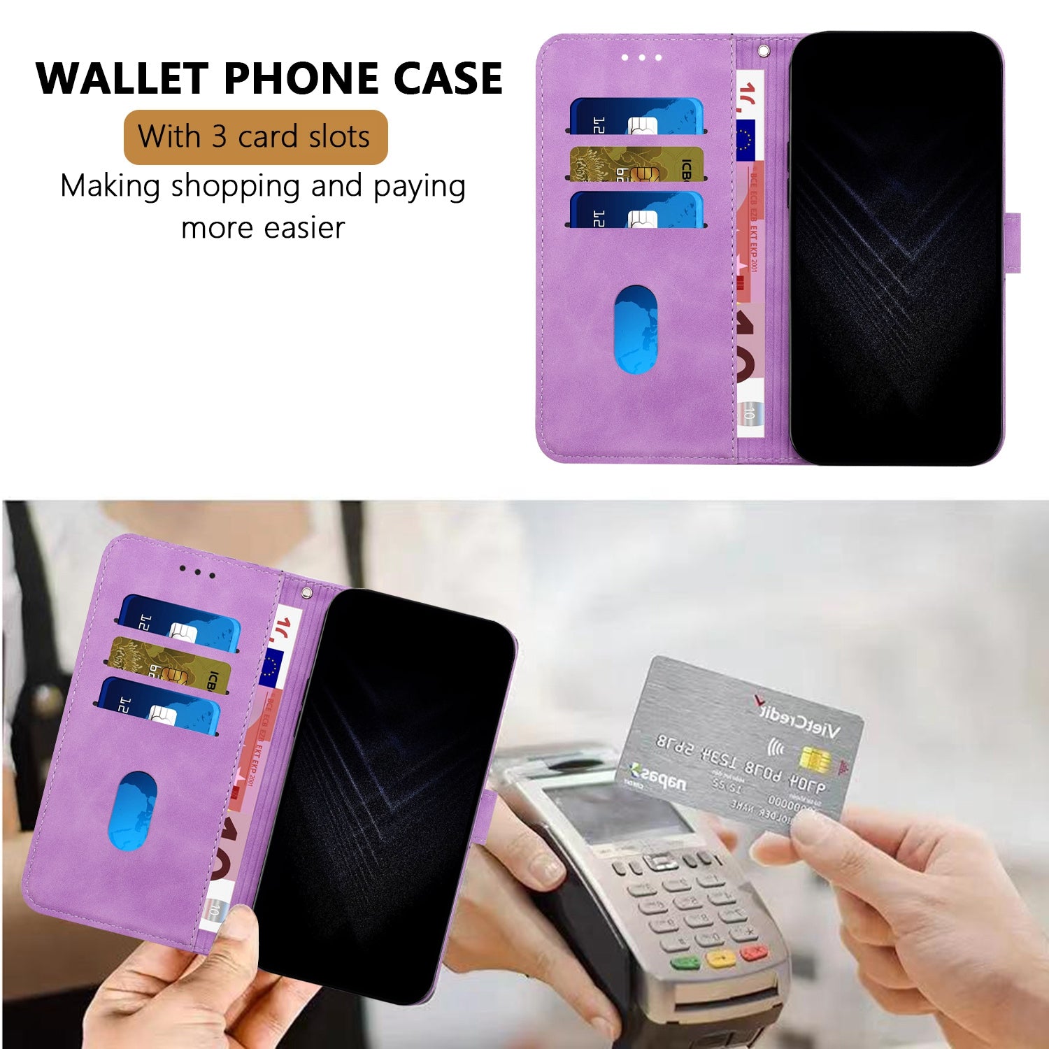 For Xiaomi Poco M8 5G / Redmi Note 15 5G (Global) / 15 4G (Global) Leather Case 7-Shaped Pattern Wallet Stand Shockproof Phone Cover - Purple