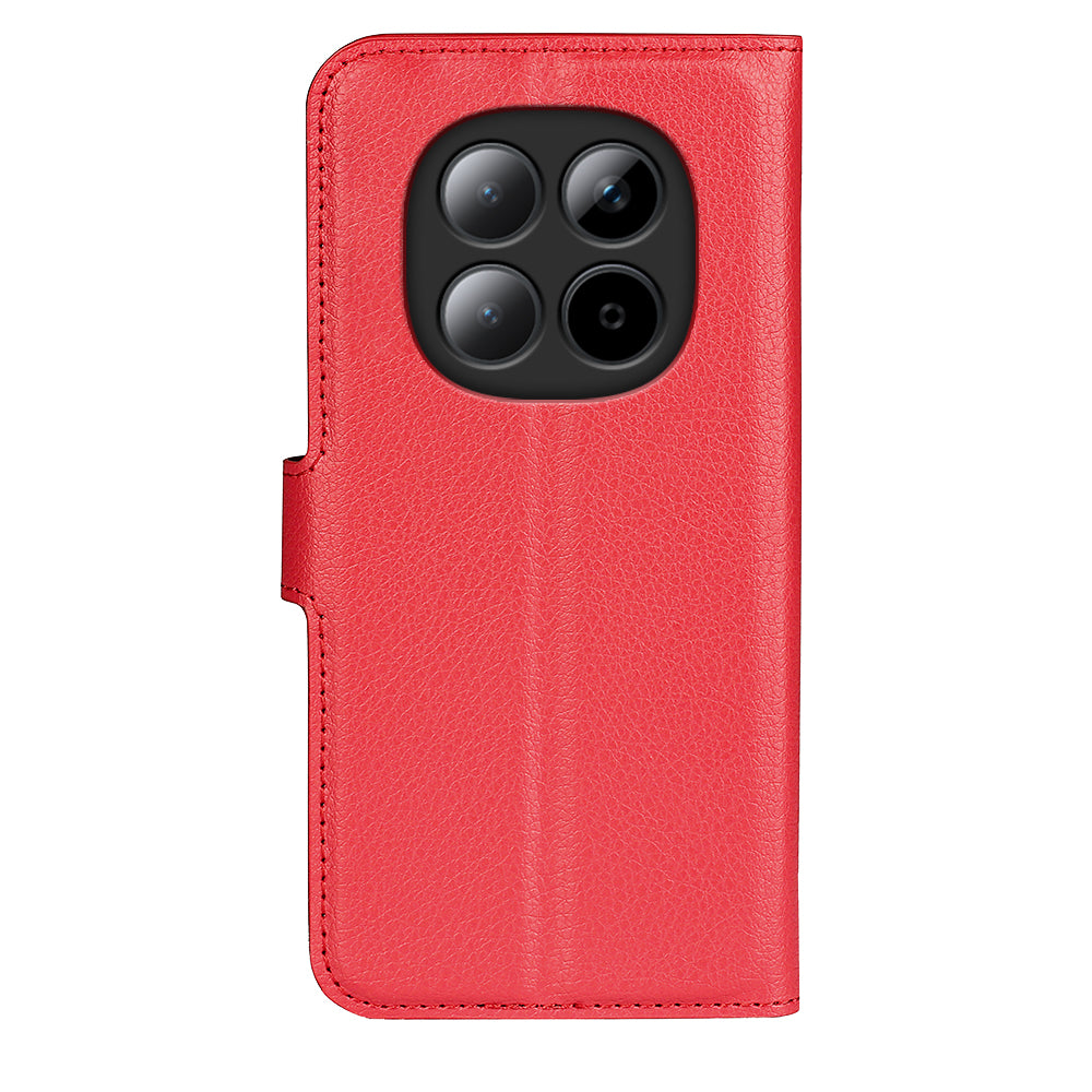 For Xiaomi Poco M8 5G / Redmi Note 15 5G (Global) Case Litchi Texture Shockproof Leather Wallet Phone Cover - Red