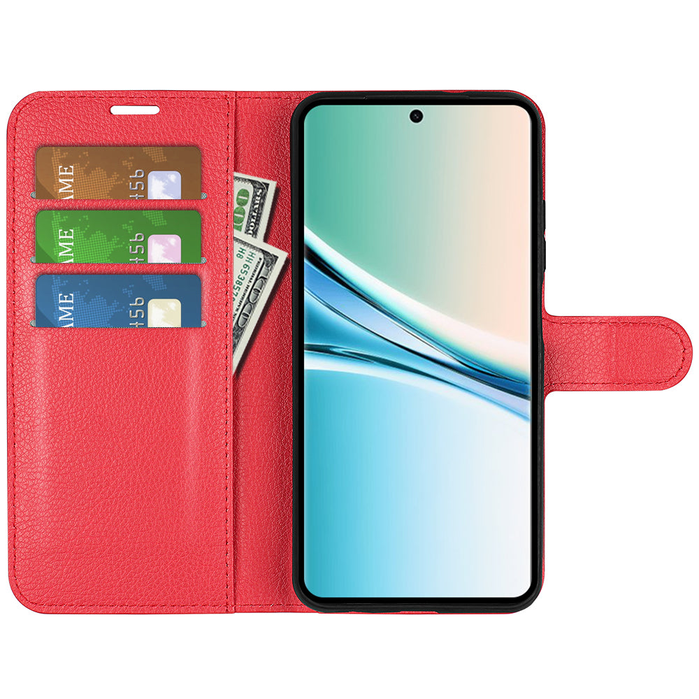 For Xiaomi Poco M8 5G / Redmi Note 15 5G (Global) Case Litchi Texture Shockproof Leather Wallet Phone Cover - Red