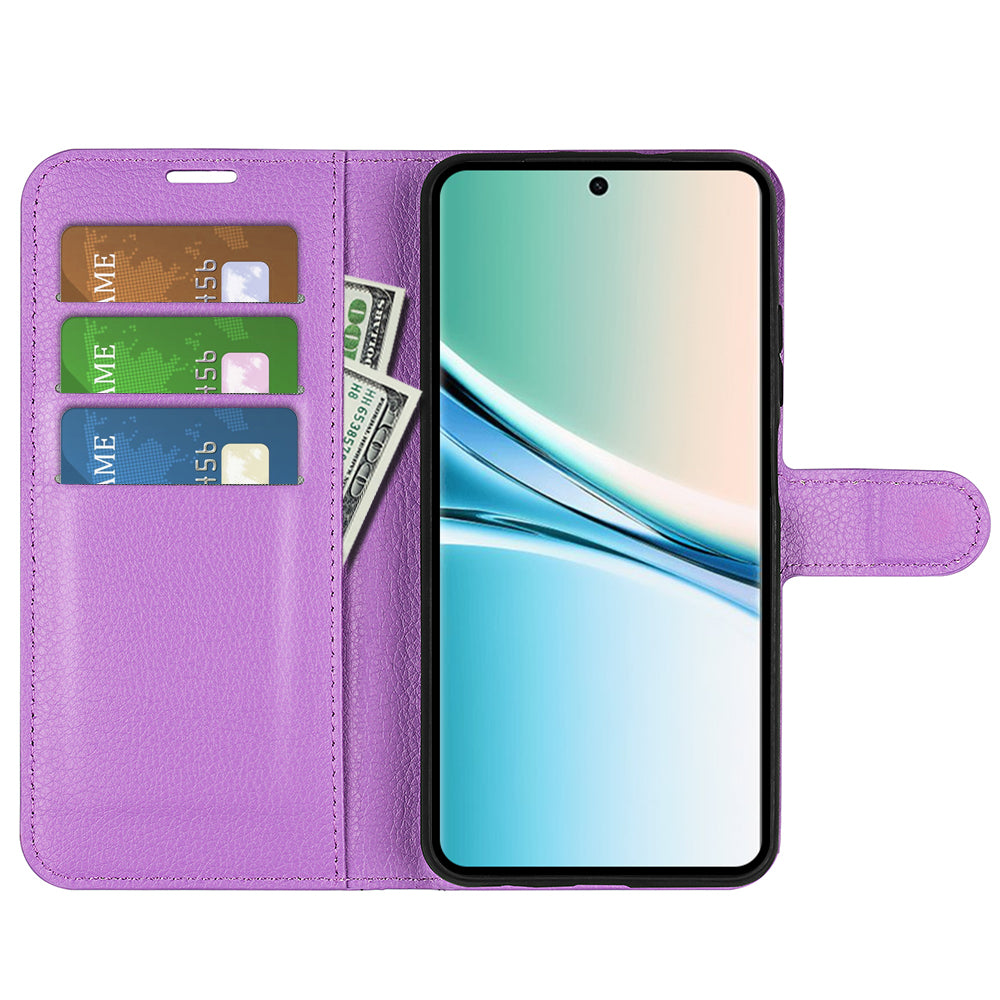 For Xiaomi Poco M8 5G / Redmi Note 15 5G (Global) Case Litchi Texture Shockproof Leather Wallet Phone Cover - Purple
