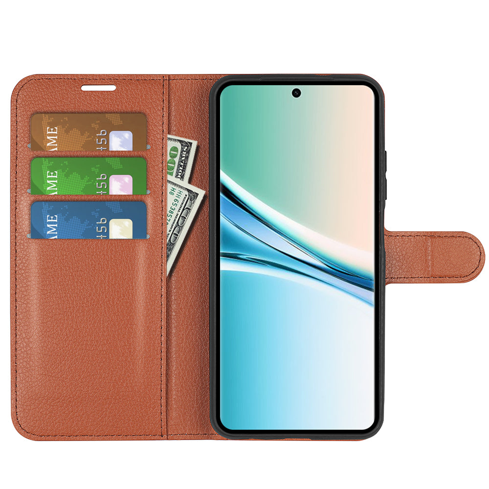 For Xiaomi Poco M8 5G / Redmi Note 15 5G (Global) Case Litchi Texture Shockproof Leather Wallet Phone Cover - Brown