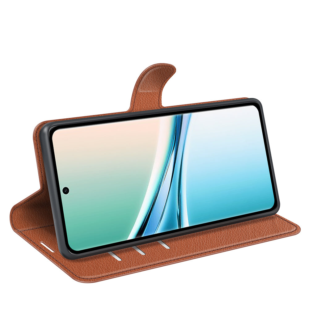 For Xiaomi Poco M8 5G / Redmi Note 15 5G (Global) Case Litchi Texture Shockproof Leather Wallet Phone Cover - Brown