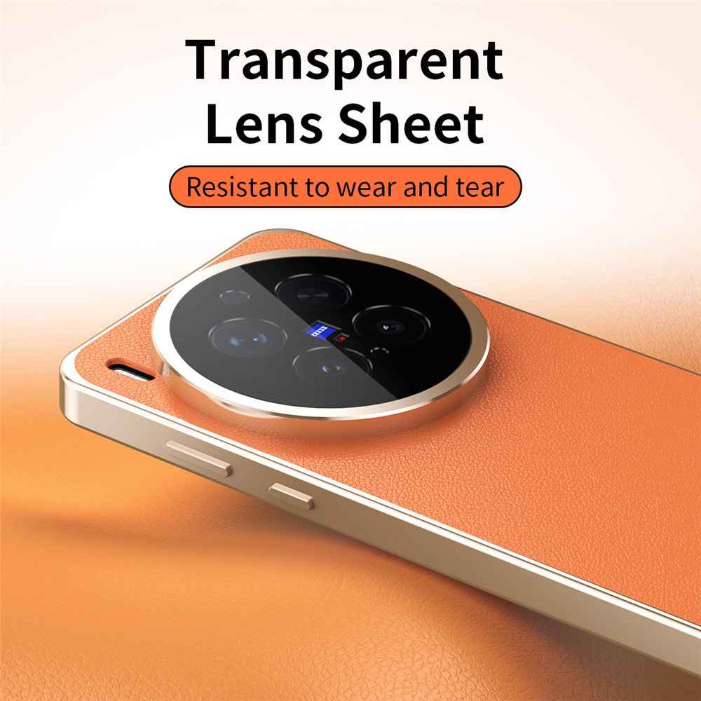 For vivo X300 Pro 5G Case Magnetic Frame Front Tempered Glass Leather PC Back Phone Cover - Orange