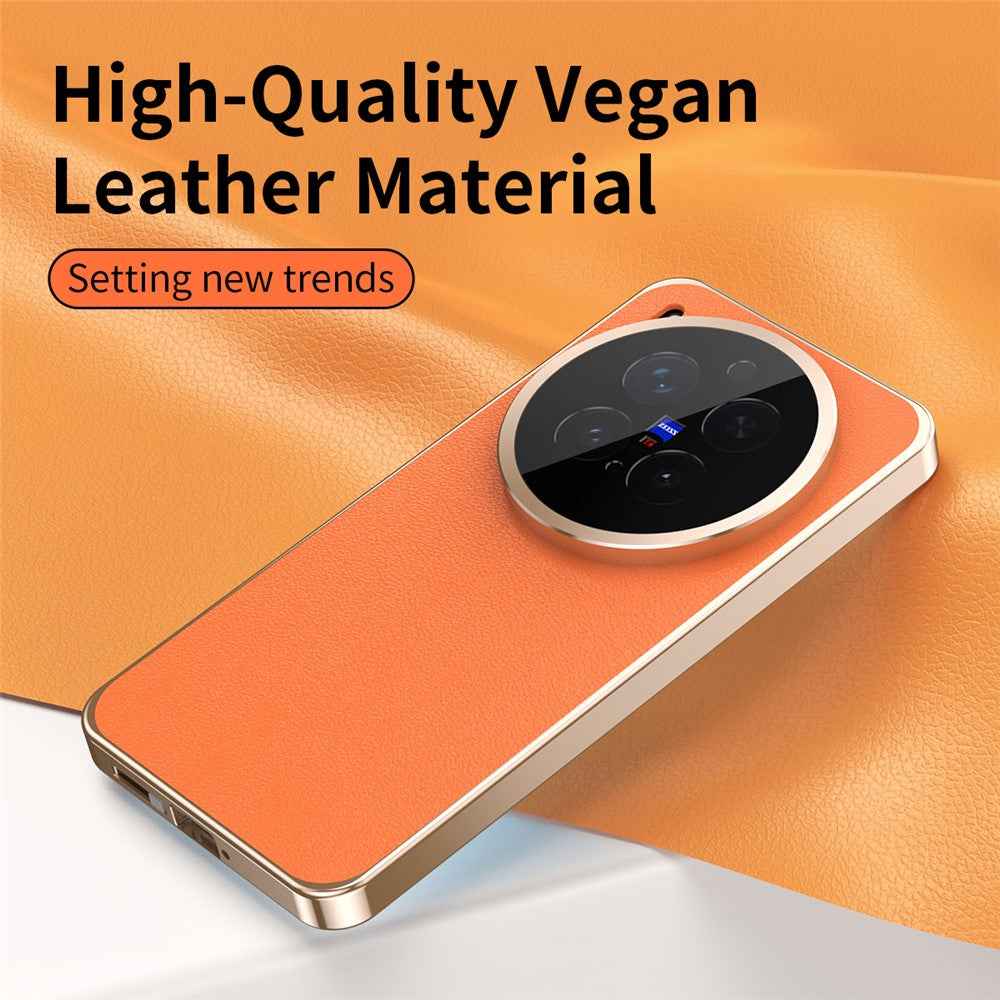 For vivo X300 Pro 5G Case Magnetic Frame Front Tempered Glass Leather PC Back Phone Cover - Black