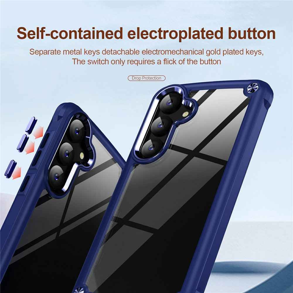 For Samsung Galaxy A57 5G Case Anti-Drop Alloy Lens Frame PC + TPU Phone Cover - Blue
