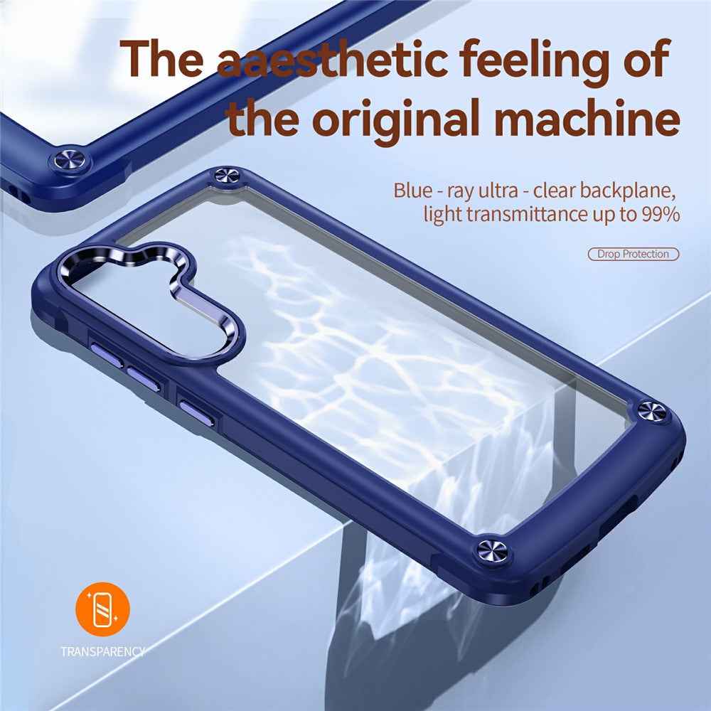 For Samsung Galaxy A57 5G Case Anti-Drop Alloy Lens Frame PC + TPU Phone Cover - Blue