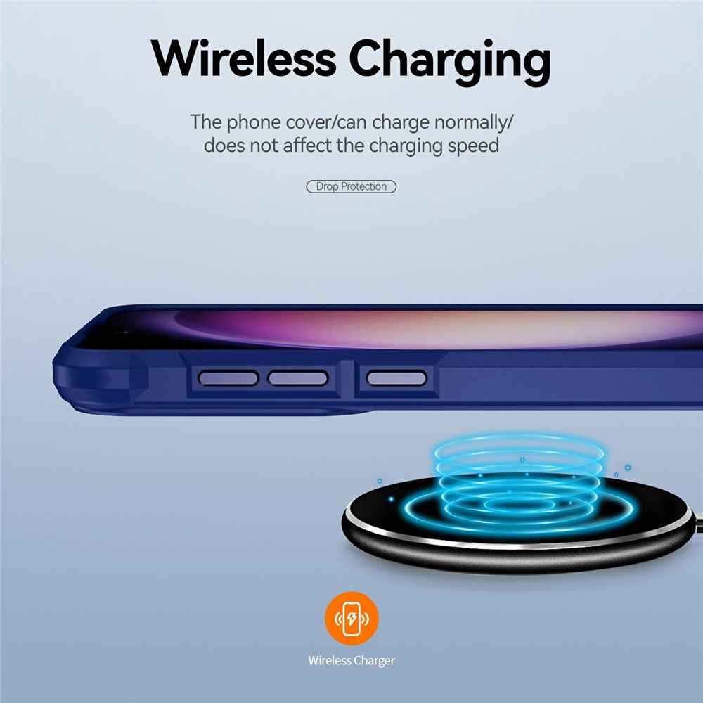 For Samsung Galaxy A57 5G Case Anti-Drop Alloy Lens Frame PC + TPU Phone Cover - Blue