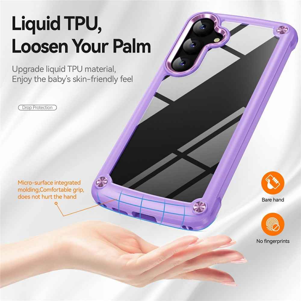 For Samsung Galaxy A57 5G Case Anti-Drop Alloy Lens Frame PC + TPU Phone Cover - Purple