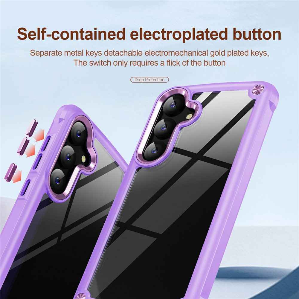 For Samsung Galaxy A57 5G Case Anti-Drop Alloy Lens Frame PC + TPU Phone Cover - Purple
