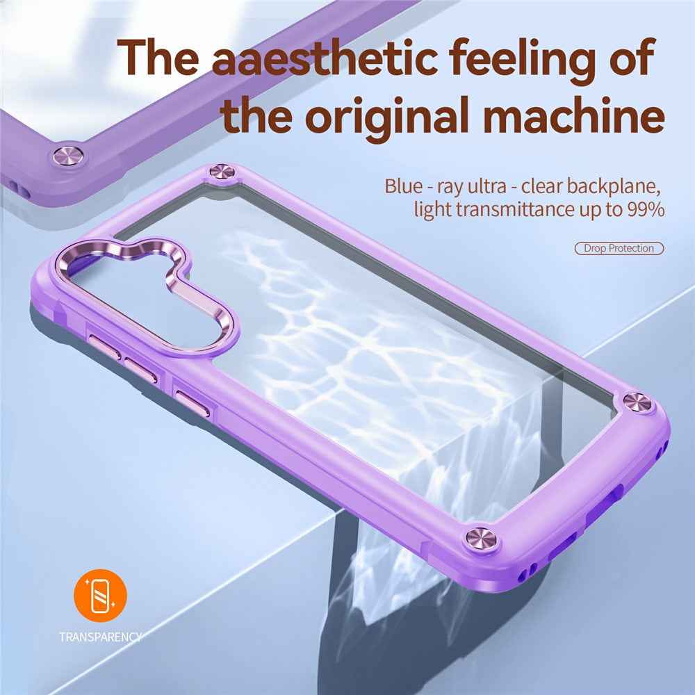 For Samsung Galaxy A57 5G Case Anti-Drop Alloy Lens Frame PC + TPU Phone Cover - Purple