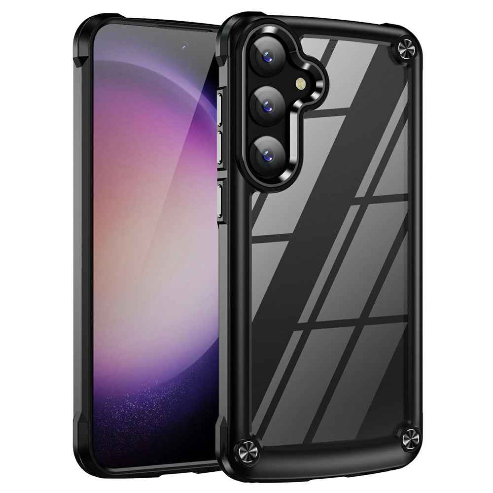 For Samsung Galaxy A57 5G Case Anti-Drop Alloy Lens Frame PC + TPU Phone Cover - Black