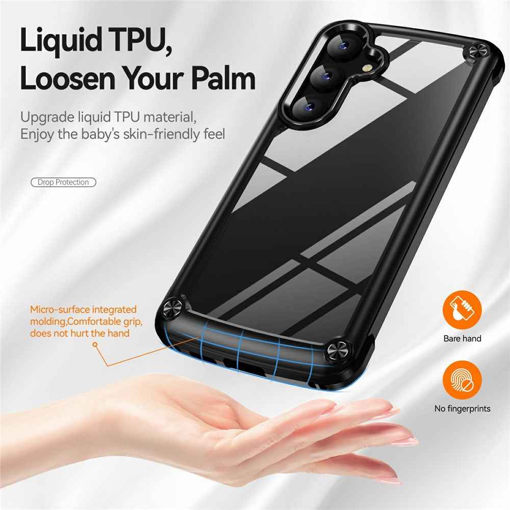 For Samsung Galaxy A57 5G Case Anti-Drop Alloy Lens Frame PC + TPU Phone Cover - Black