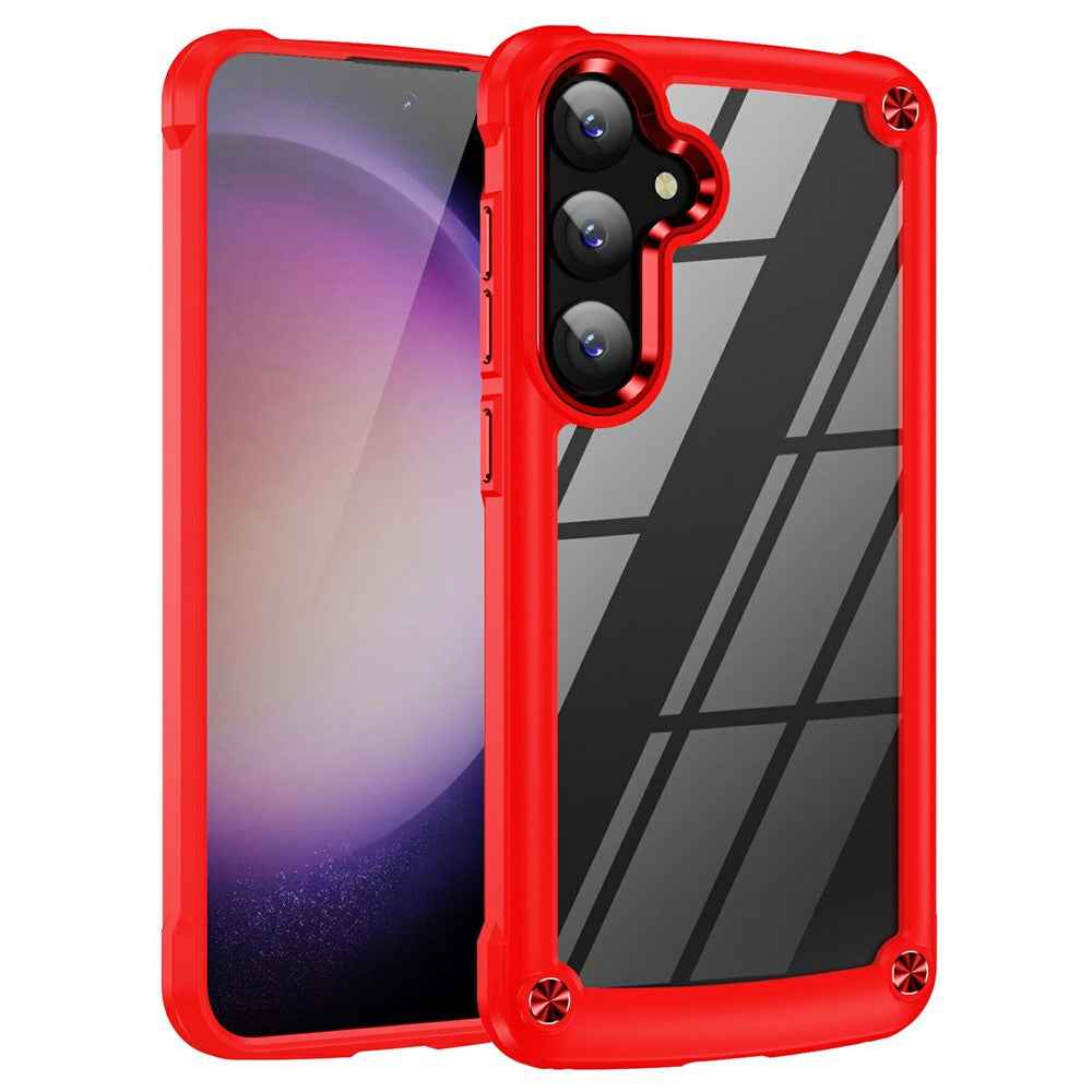 For Samsung Galaxy A57 5G Case Anti-Drop Alloy Lens Frame PC + TPU Phone Cover - Red