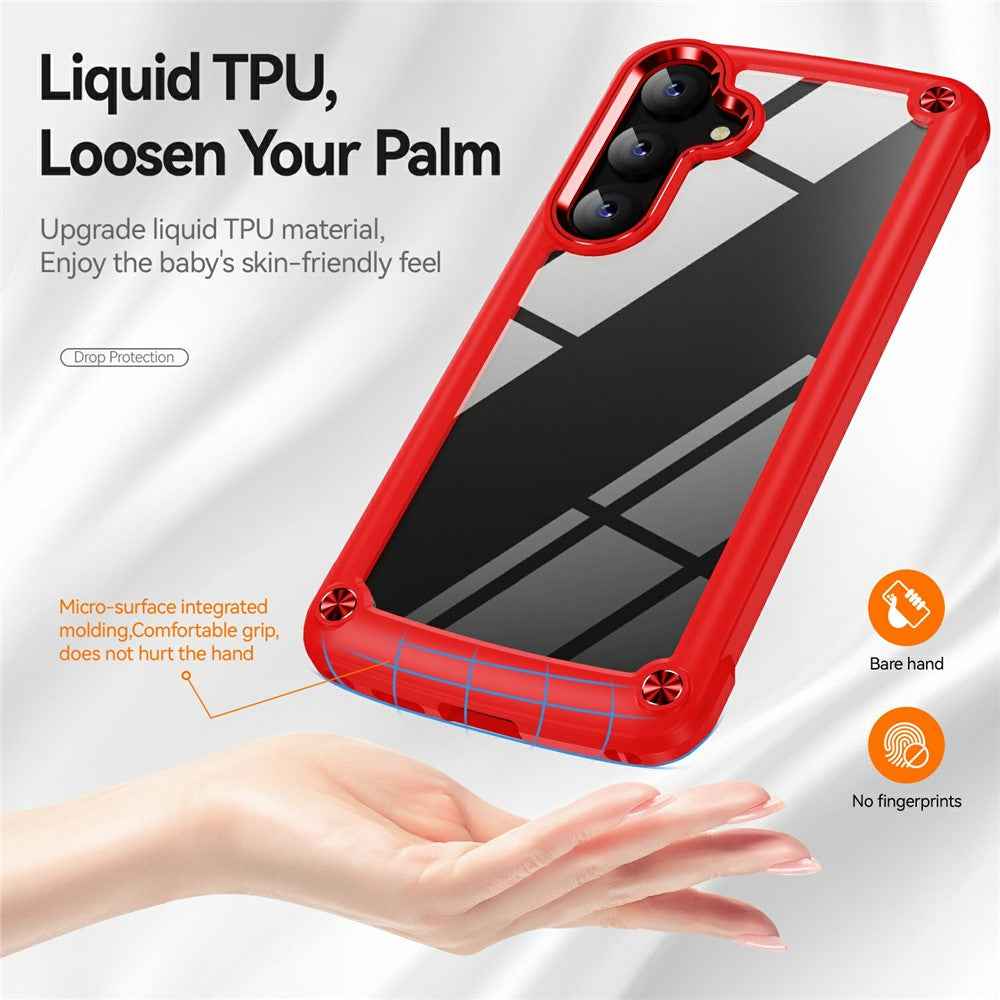 For Samsung Galaxy A57 5G Case Anti-Drop Alloy Lens Frame PC + TPU Phone Cover - Red