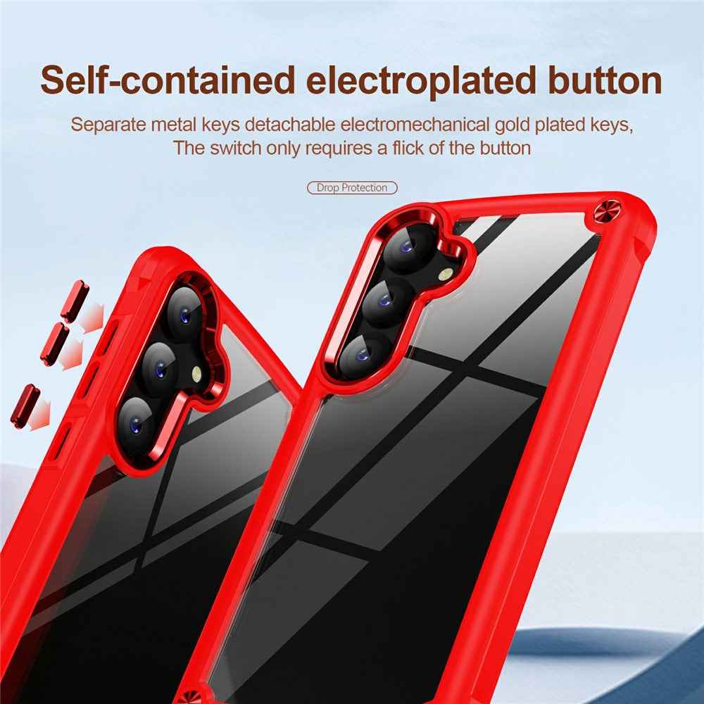 For Samsung Galaxy A57 5G Case Anti-Drop Alloy Lens Frame PC + TPU Phone Cover - Red