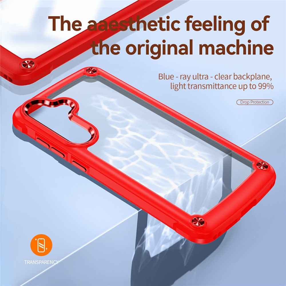 For Samsung Galaxy A57 5G Case Anti-Drop Alloy Lens Frame PC + TPU Phone Cover - Red