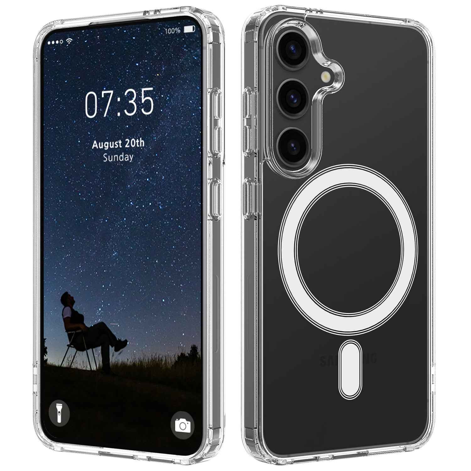 For Samsung Galaxy A57 5G Clear Phone Magnetic Case TPU + Acrylic Back Cover - Clear