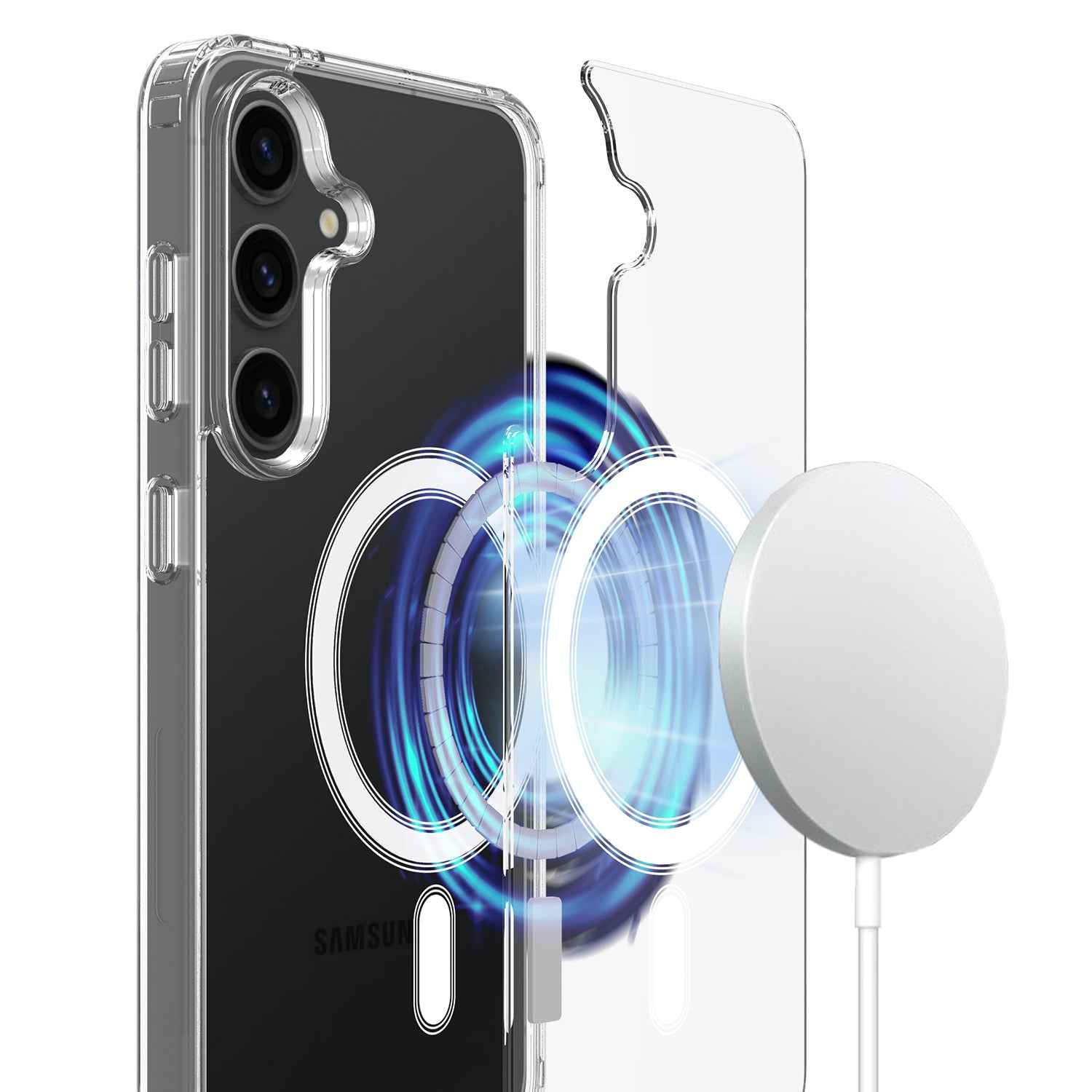 For Samsung Galaxy A57 5G Clear Phone Magnetic Case TPU + Acrylic Back Cover - Clear