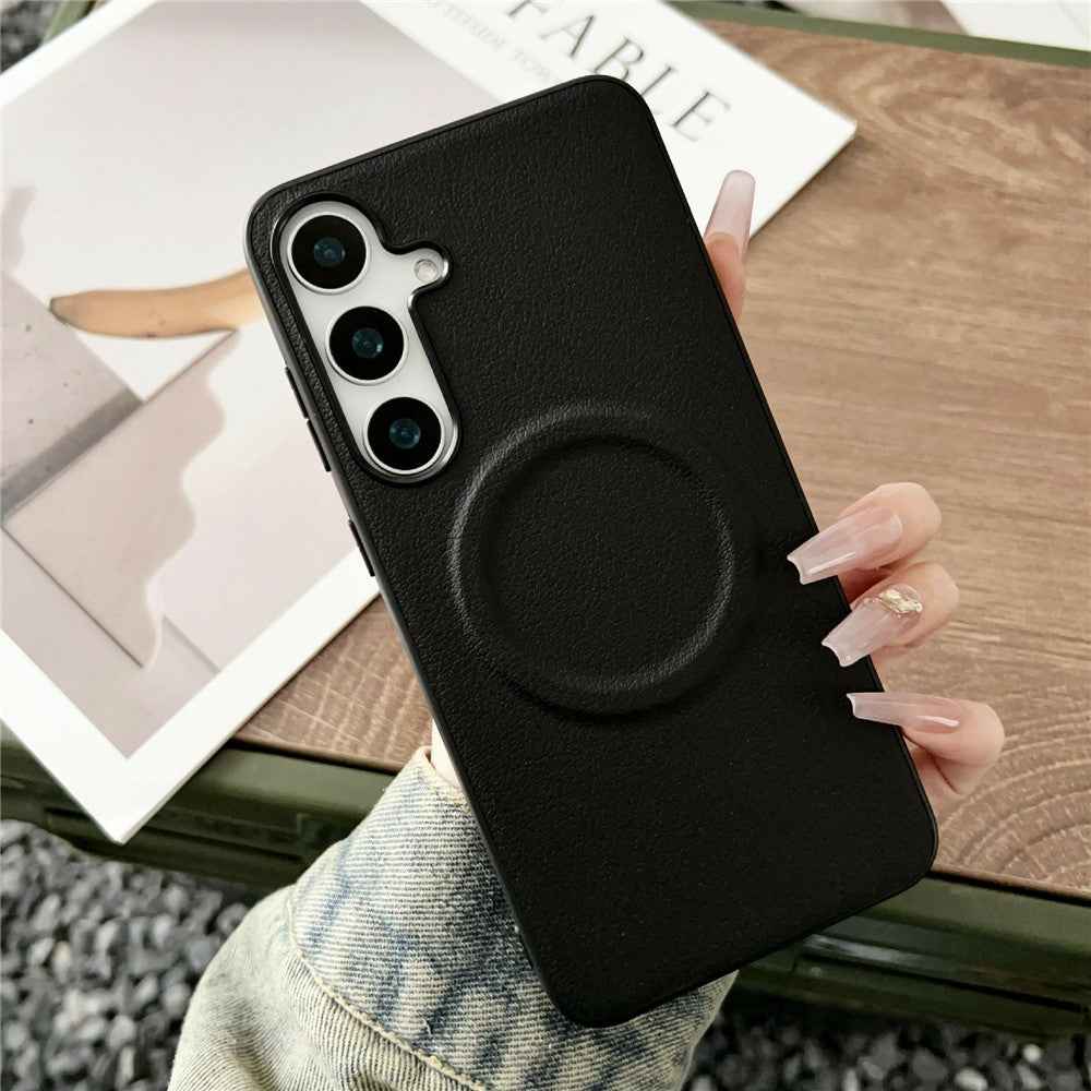 For Samsung Galaxy A57 5G Magnetic Case PU Leather + TPU Phone Back Cover - Black