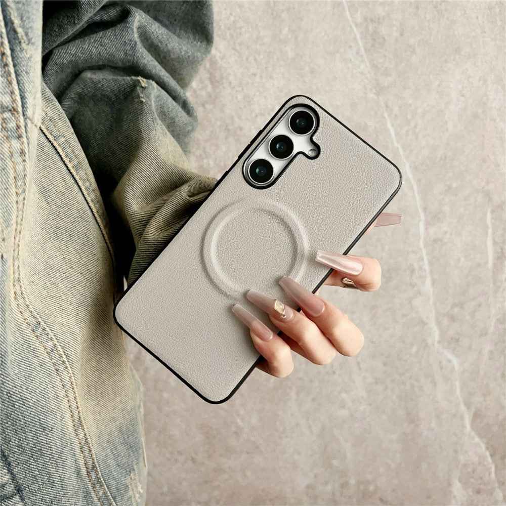 For Samsung Galaxy A57 5G Magnetic Case PU Leather + TPU Phone Back Cover - Black